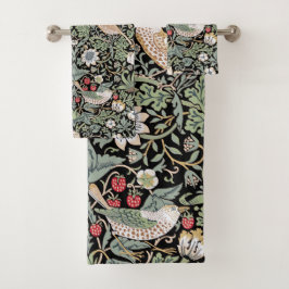 William Morris Strawberry Thief I Black Birds Badhandtuch Set