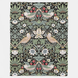William Morris Strawberry Thief I Black Birds Fleecedecke