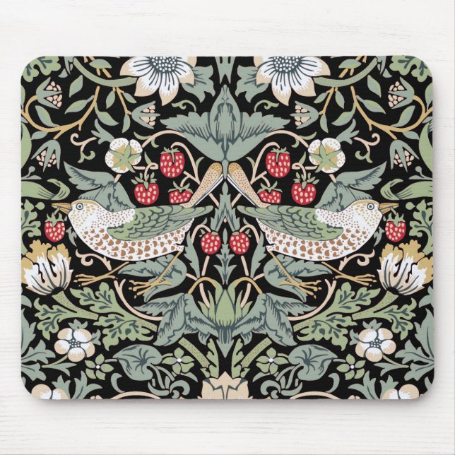 William Morris Strawberry Thief I Black Birds Mousepad (Vorne)