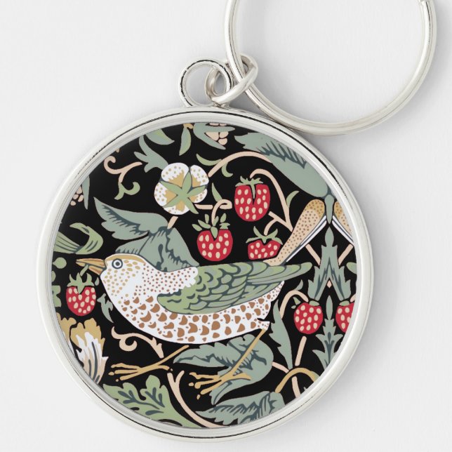 William Morris Strawberry Thief I Black Birds Schlüsselanhänger (Vorne)