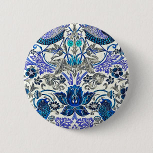 William Morris Strawberry Thief - Invertiert Button