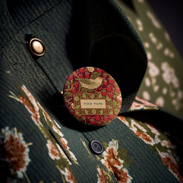 William Morris Strawberry Thief Knopf Button (Von Creator hochgeladen)