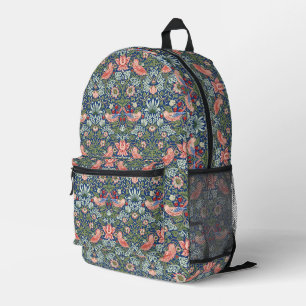 William Morris Strawberry Thief Navy Koralle Bedruckter Rucksack