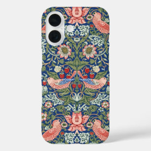 William Morris Strawberry Thief Navy Koralle iPhone 16 Hülle