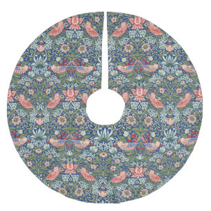 William Morris Strawberry Thief Navy Koralle Polyester Weihnachtsbaumdecke