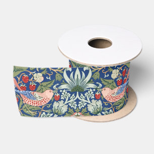 William Morris Strawberry Thief Navy Koralle Satinband
