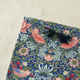William Morris Strawberry Thief Navy Koralle Strandtuch