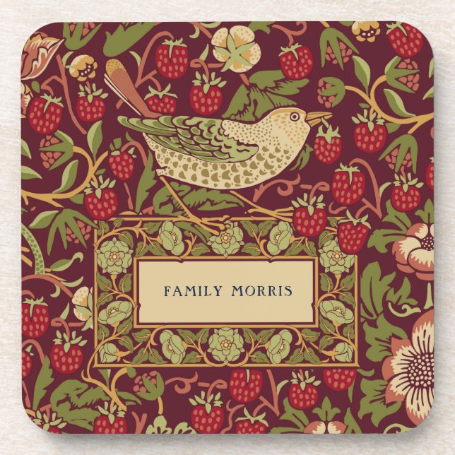 William Morris Strawberry Thief Pattern Getränkeuntersetzer (Vorderseite)