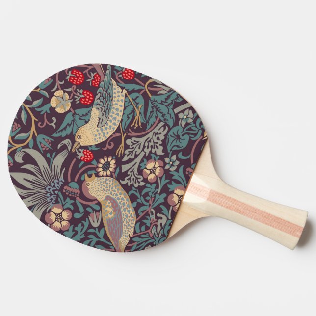 William Morris Strawberry Thief Ping Pong Paddle Tischtennis Schläger (Seitenansicht)