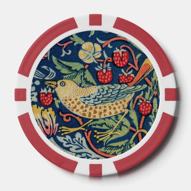 William Morris - Strawberry Thief Pokerchips (Vorderseite)