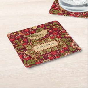 William Morris Strawberry Thief Quadrat Papier Küs Rechteckiger Pappuntersetzer