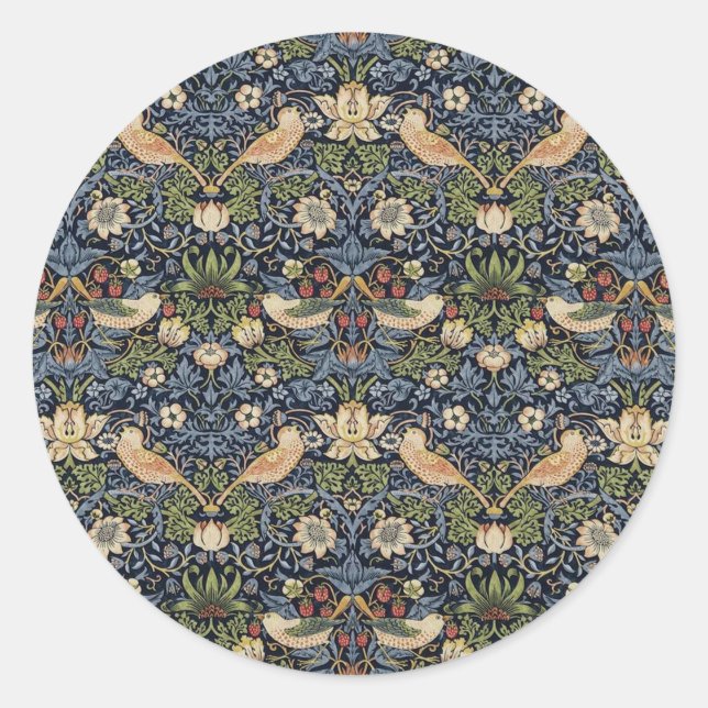 William Morris Strawberry Thief Runder Aufkleber (Vorderseite)