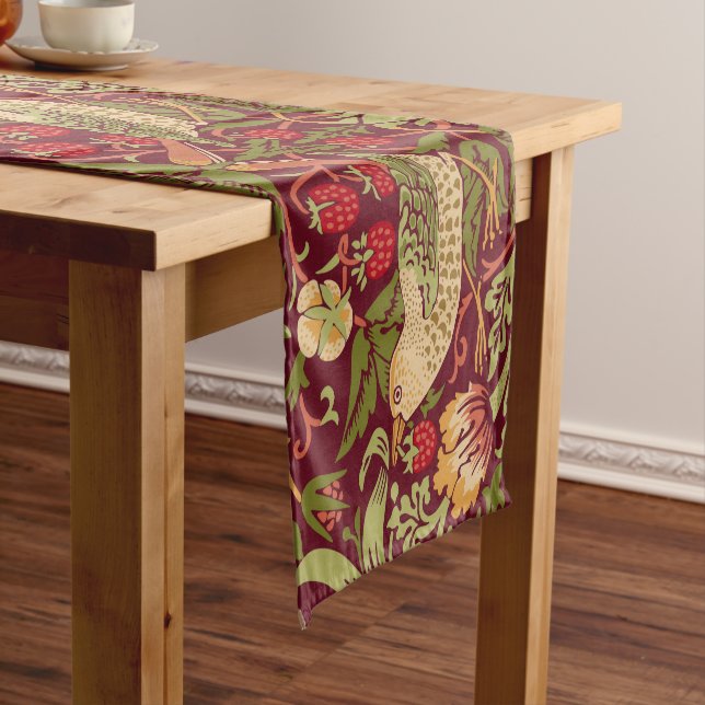William Morris Strawberry Thief Satin Ribbon Kurzer Tischläufer (Beispiel)