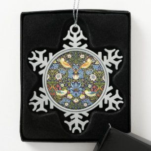 William Morris, Strawberry Thief Schneeflocken Zinn-Ornament