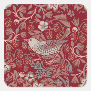 William Morris Strawberry Thief Square Sticker