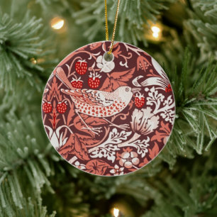 William Morris Strawberry Thief Terrakotta-Vogel Keramik Ornament