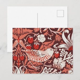 William Morris Strawberry Thief Terrakotta-Vogel Postkarte