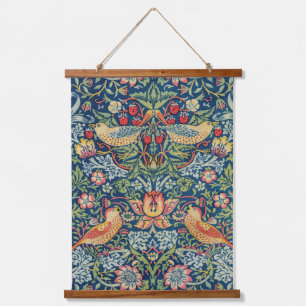 William Morris - Strawberry Thief Wandteppich Mit Holzrahmen