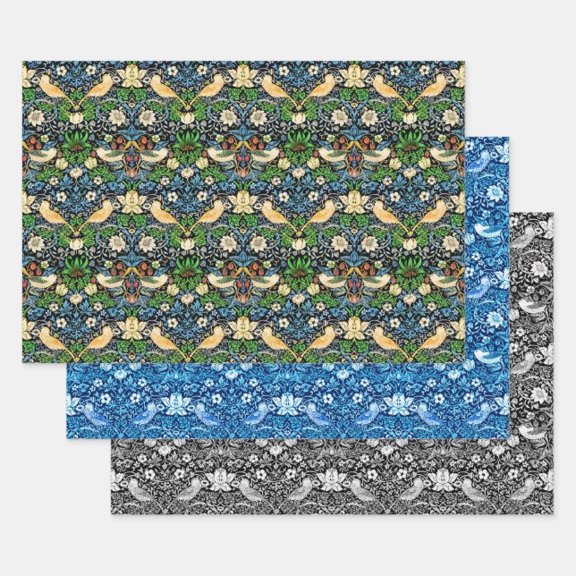 William Morris Strswberry Diief, Multi Blue Black Geschenkpapier Set (Set)