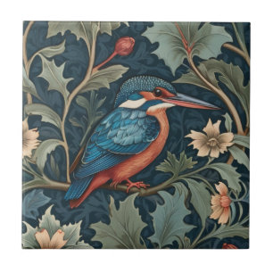 William Morris Style Direkt gegenüber Kingfisher B Fliese