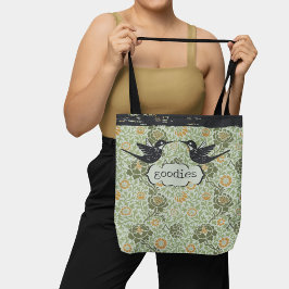 William Morris Style Floral Distressed Hummingbird Tasche