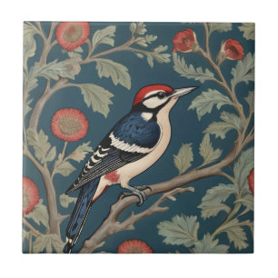 William Morris Style Great gepunktet Woodpecker Bi Fliese