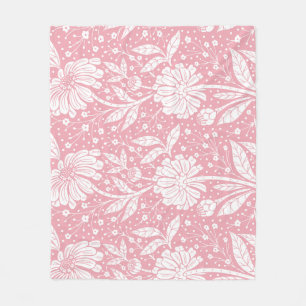 William Morris Style Pink Floral Fleecedecke