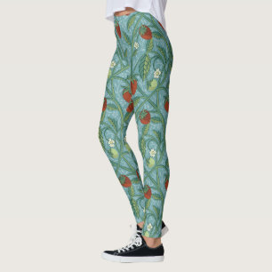 William Morris Style Strawberry Diief Floral Leggings