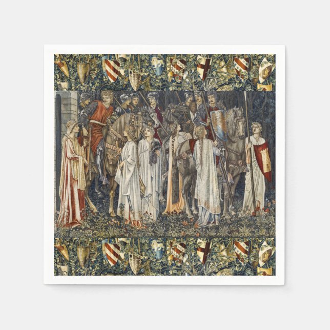 William Morris Suche nach Heiligem Gral: Schildwal Serviette (Vorderseite)