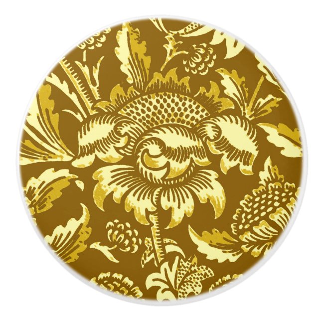 William Morris Sunblumen, Mustard Gold & Yellow Keramikknauf (Vorderseite)