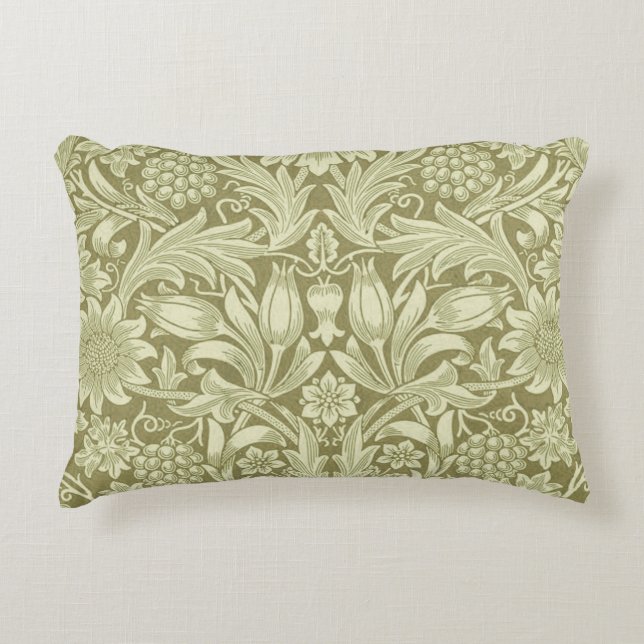 William Morris Sunflower Green Blume Dekokissen (Vorderseite)
