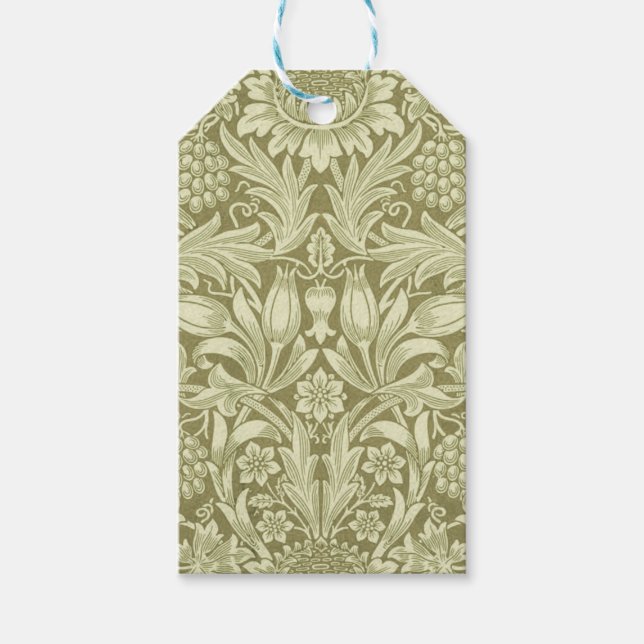 William Morris Sunflower Green Blume Geschenkanhänger (Vorderseite)
