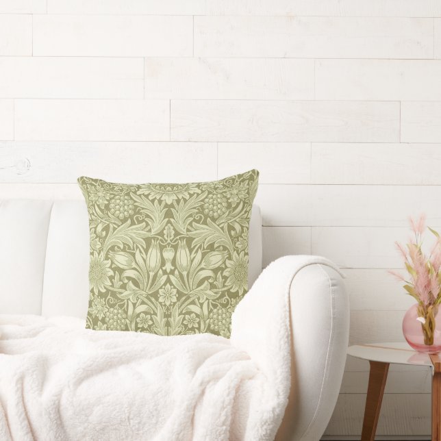 William Morris Sunflower Green Blume Kissen (Liege)