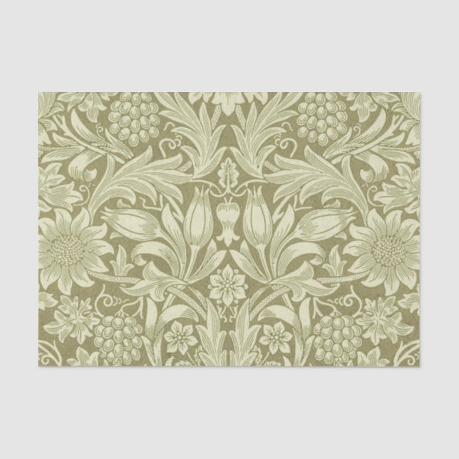William Morris Sunflower Green Blume Seidenpapier (Vorderseite)