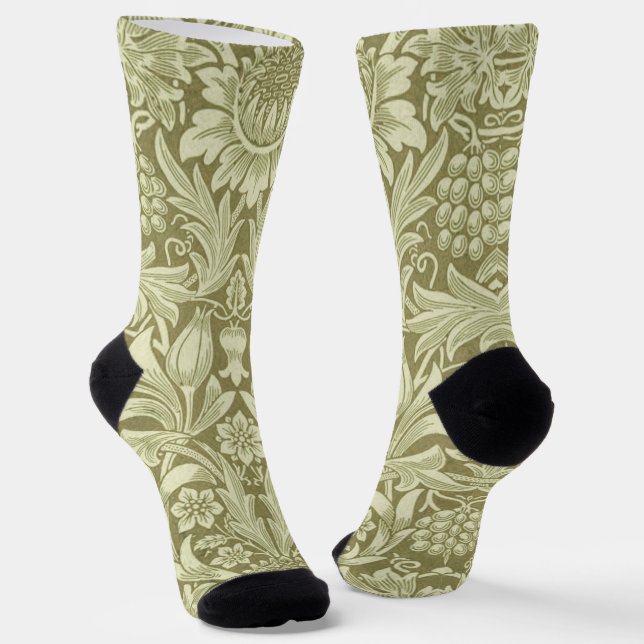 William Morris Sunflower Green Blume Socken (Gewinkelt)
