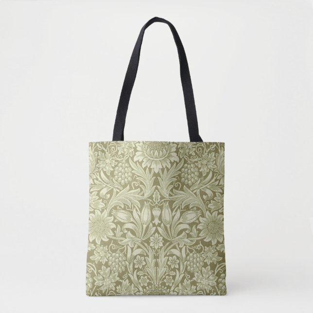 William Morris Sunflower Green Blume Tasche (Vorderseite)