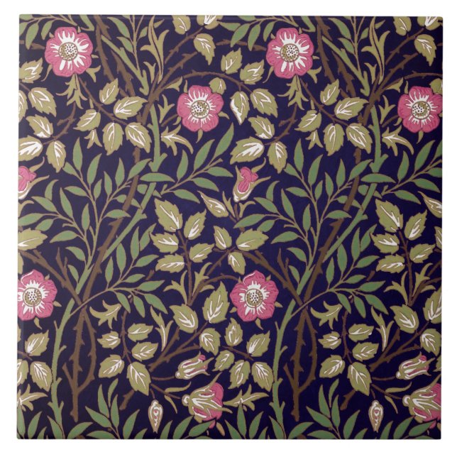 William Morris Sweet Briar Floral Art Nouveau Fliese (Vorderseite)
