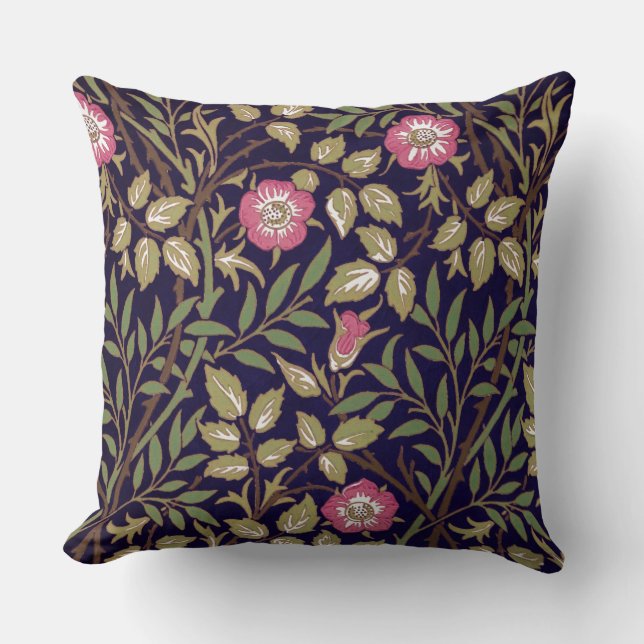 William Morris Sweet Briar Floral Art Nouveau Kissen (Vorderseite)