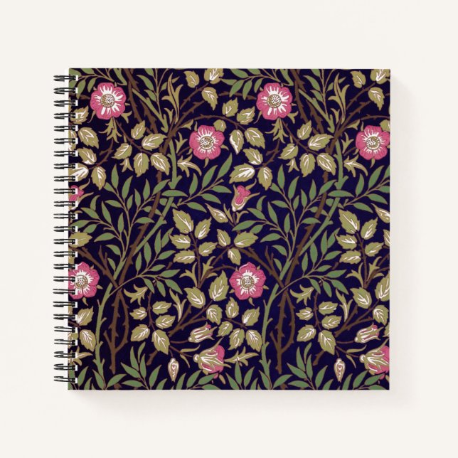 William Morris Sweet Briar Floral Art Nouveau Notizbuch (Vorderseite)