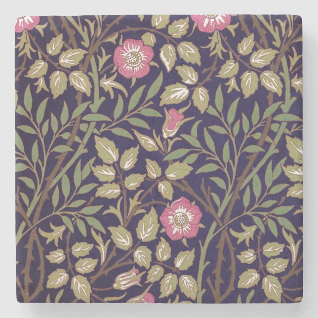 William Morris Sweet Briar Floral Art Nouveau Steinuntersetzer (Vorderseite)