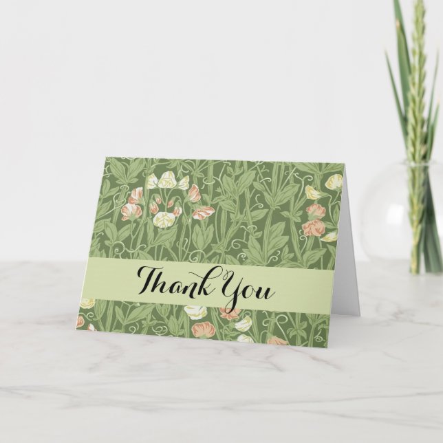 William Morris Sweet Pea Floral Design Dankeskarte (Vorderseite)
