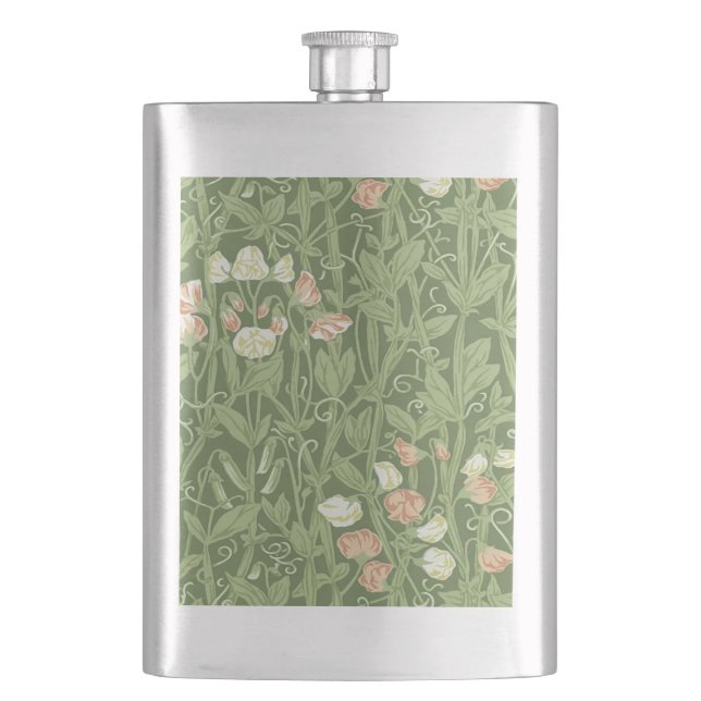 William Morris Sweet Pea Floral Design Flachmann (Vorderseite)