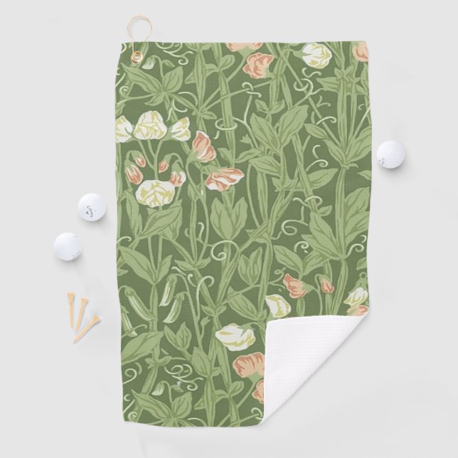 William Morris Sweet Pea Floral Design Golfhandtuch (Insitu)