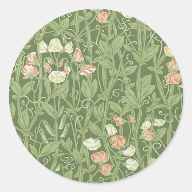 William Morris Sweet Pea Floral Design Runder Aufkleber (Vorderseite)