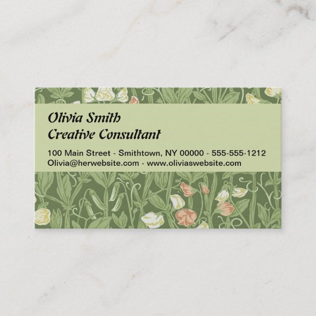 William Morris Sweet Pea Floral Design Visitenkarte (Vorderseite)