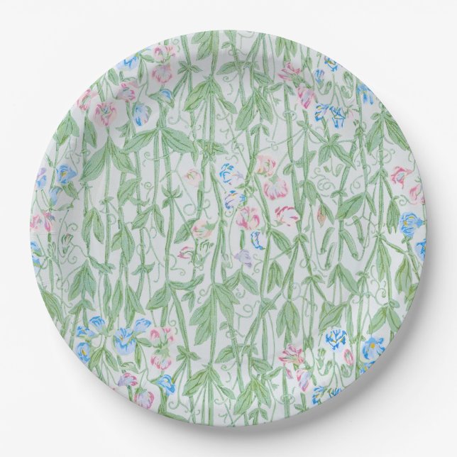 William Morris Sweet Pea Floral Pattern Classic Pappteller (Vorderseite)