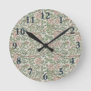 William Morris Sweetbriar Florale Art Nouveau Runde Wanduhr