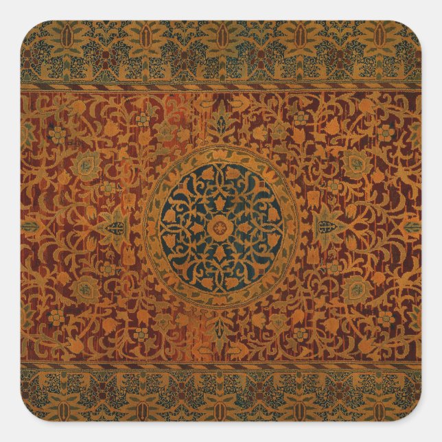 William Morris Tapestry Carpet Rug Quadratischer Aufkleber (Vorderseite)