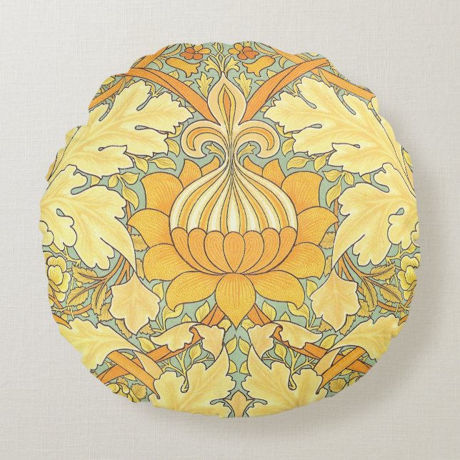 William Morris-Tapete für St- Jamesplatz Rundes Kissen (Vorderseite)