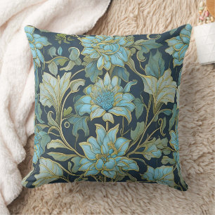 William Morris Teal Blumen  Kissen